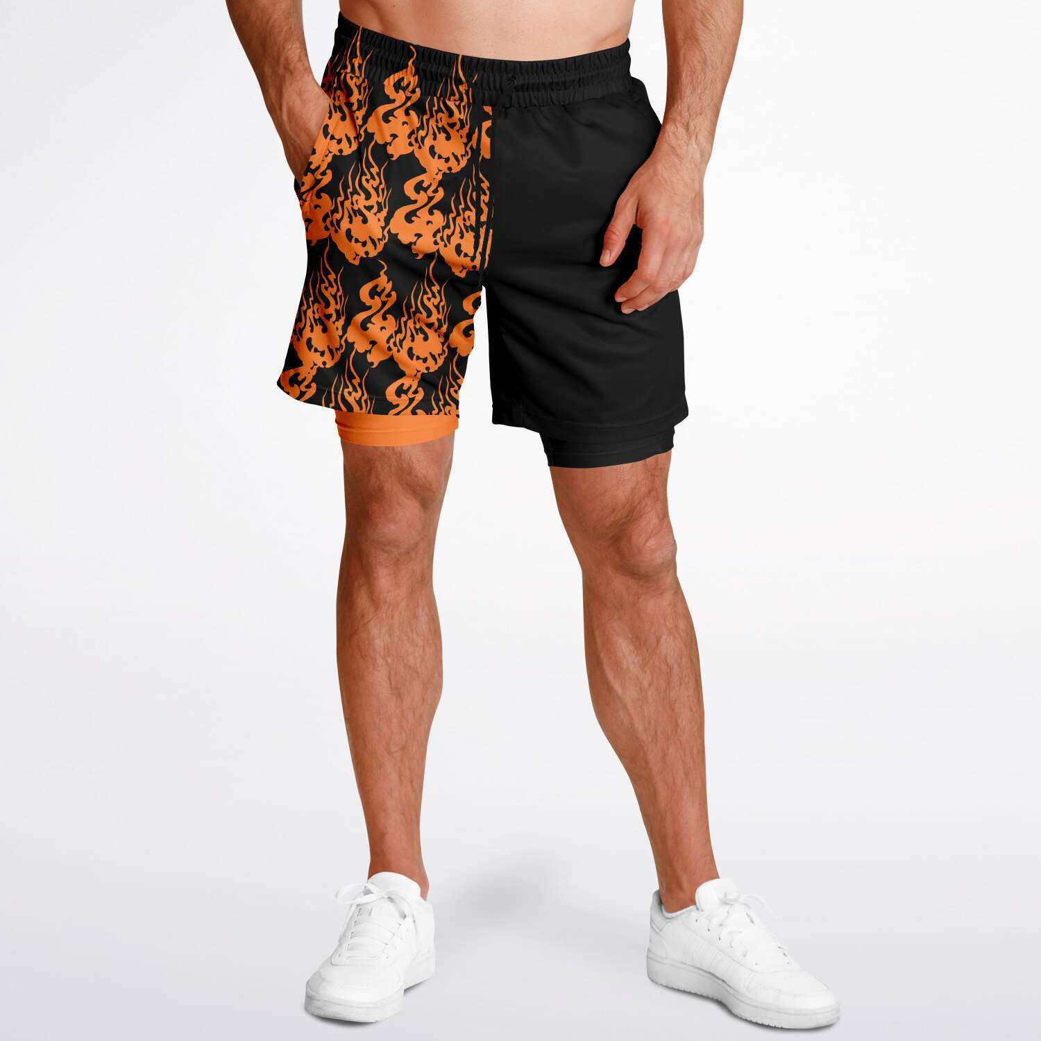 Orange Black Phantom Ghost Shorts