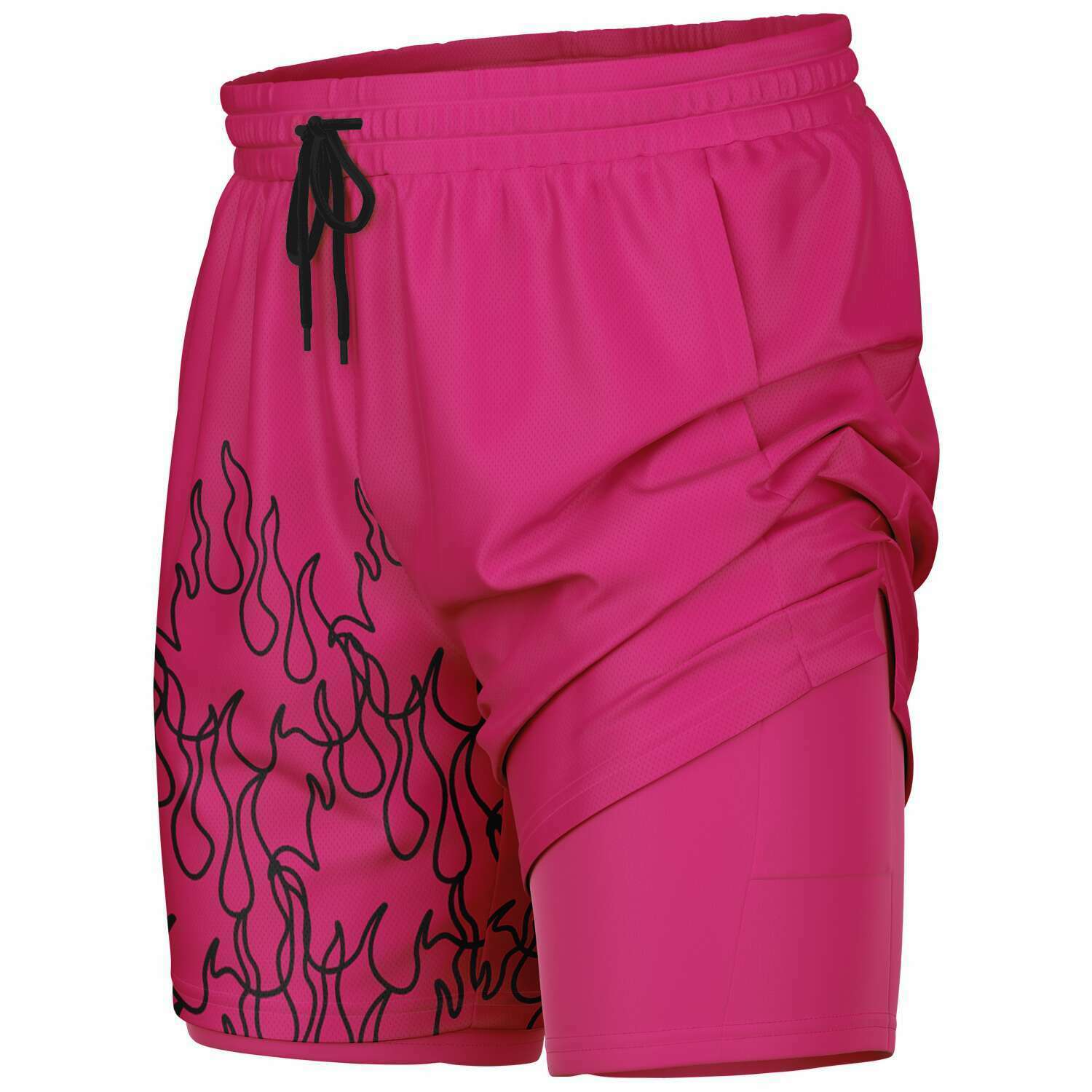 Pink Black Pinstripe Shorts