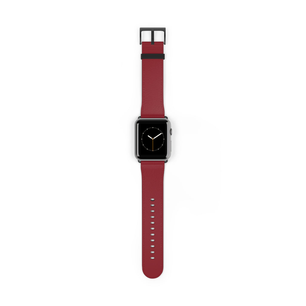 Classic Solid Dark Red Wine Faux Leather Apple Watch Wrist Band