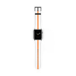 Classic Orange White Military Omega Nato Stripe Faux Leather Apple Watch Wrist Band