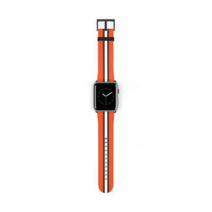 School Spirit Varsity Sports Game Day Football Orange Brown White Stripes Apple Watch Wrist Band