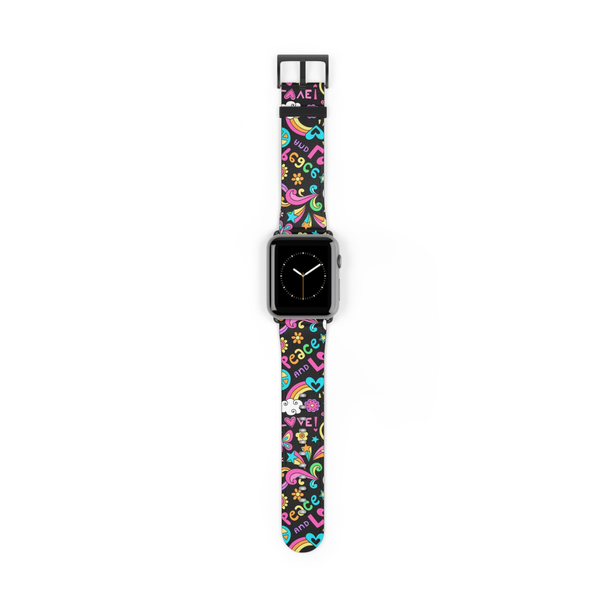 Peace and Love EDM Raver PLUR Faux Leather Apple Watch Band
