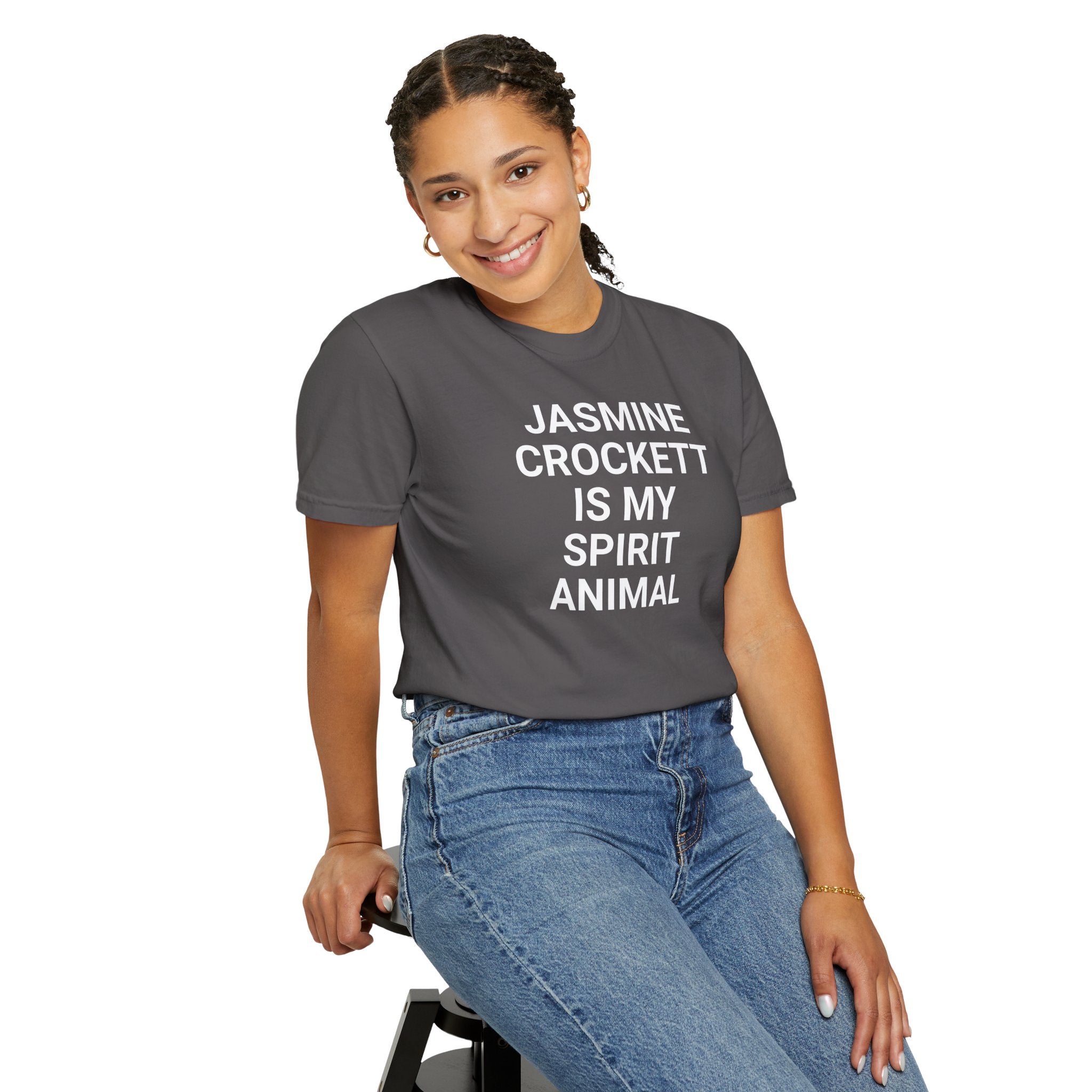 Unisex Jasmine Crockett Is My Spirit Animal Garment-Dyed T-Shirt