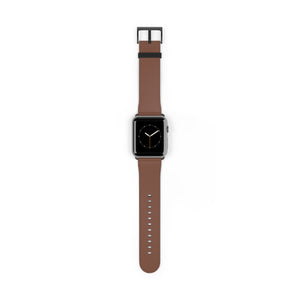 Classic Solid Hickory Brown Faux Leather Apple Watch Wrist Band