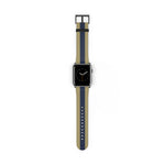 School Spirit Varsity Sports Game Day Football Gold Navy Blue Stripe Apple Watch Wrist Band