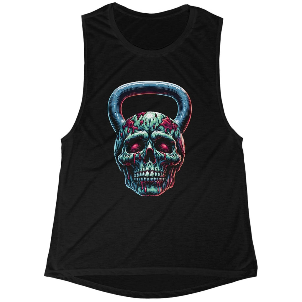 Women's Don't Wind Up As Zombie Food Kettlebell Flowy Scoop Muscle Tank Top