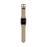 Classic Black Tan Orange Military Omega Nato Stripe Faux Leather Apple Watch Wrist Band