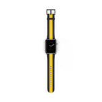 School Spirit Varsity Sports Game Day Football Black Yellow Stripe Apple Watch Wrist Band