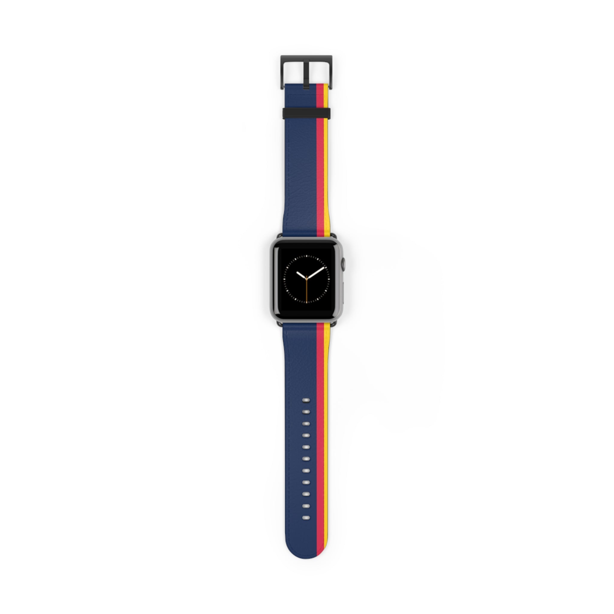 Minimal Blue Red Yellow Luxury Motorsport Racing Supercar NATO Faux Leather Apple Watch Wrist Band