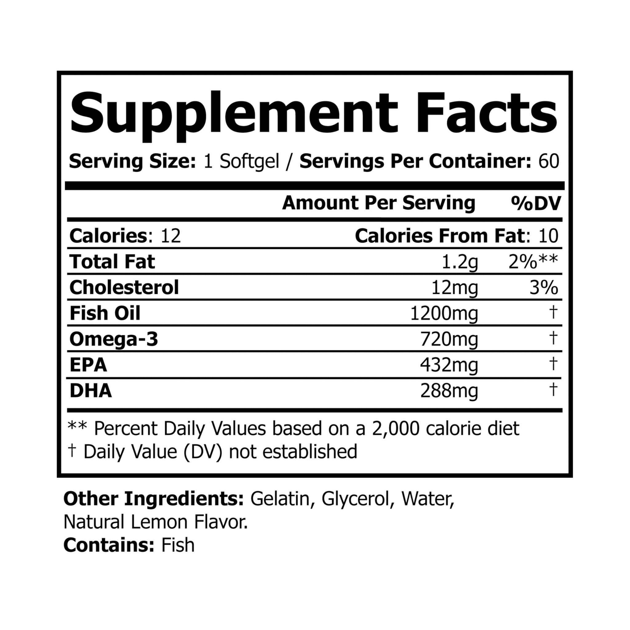 Omega 3 Fish Oil (60 Softgels)