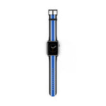 School Spirit Varsity Sports Game Day Football Black White Royal Blue Stripes Apple Watch Wrist Band