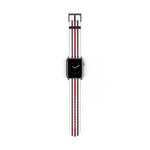 School Spirit Varsity Sports Game Day Football White Black Red Stripes Apple Watch Wrist Band