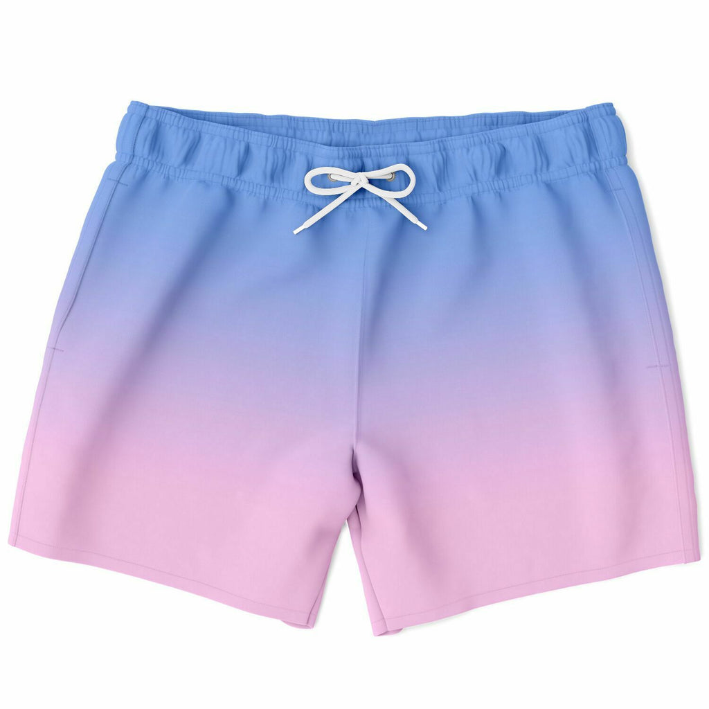Men's Blue Pink Faded Ombre Gradient Pastels Swimsuit Shorts Swim Trunks