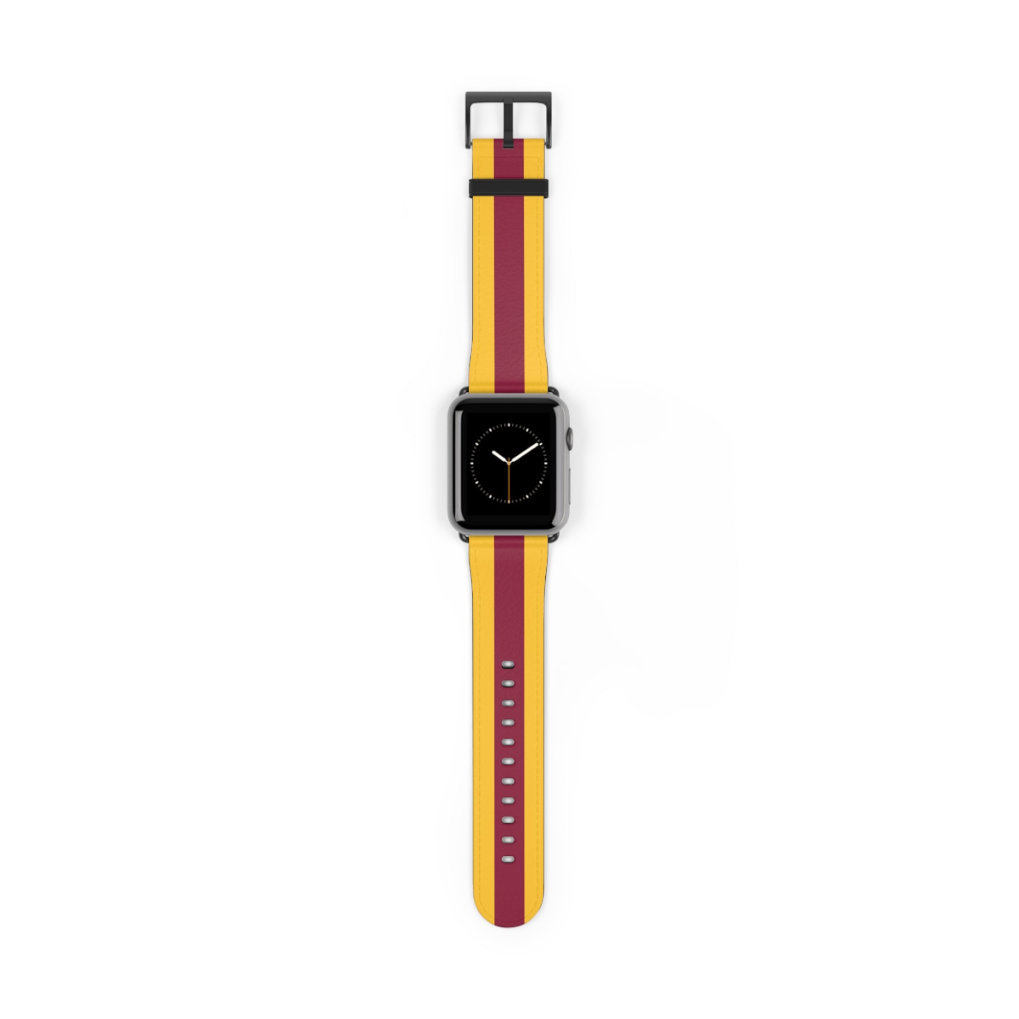 School Spirit Varsity Sports Game Day Football Yellow Red Stripe Apple Watch Wrist Band