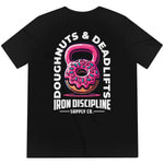 Men's Unisex Pink Strawberry Icing Glazed Doughnuts Deadlifts Kettlebell Graphic Tri-Blend T-Shirt