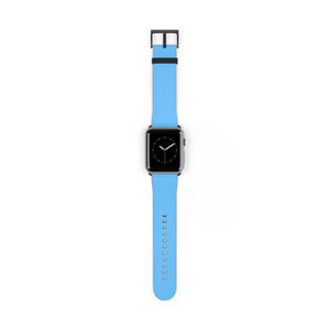 Classic Solid Sky Blue Faux Leather Apple Watch Wrist Band