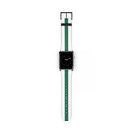 School Spirit Varsity Sports Game Day Football White Green Stripe Apple Watch Wrist Band