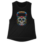 Women's Dia De Los Muertos Sugar Skull Flowy Scoop Muscle Tank Top