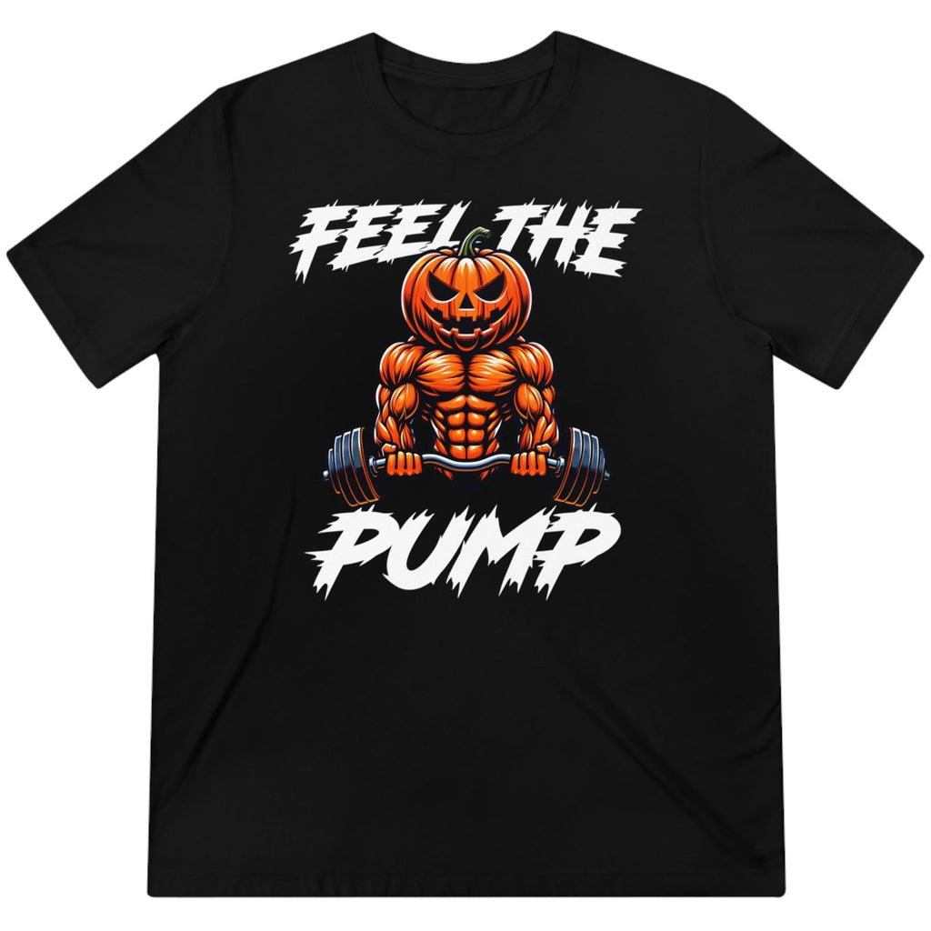 Men's Unisex Feel The Pump Halloween Jack-O-Lantern Triblend T-Shirt