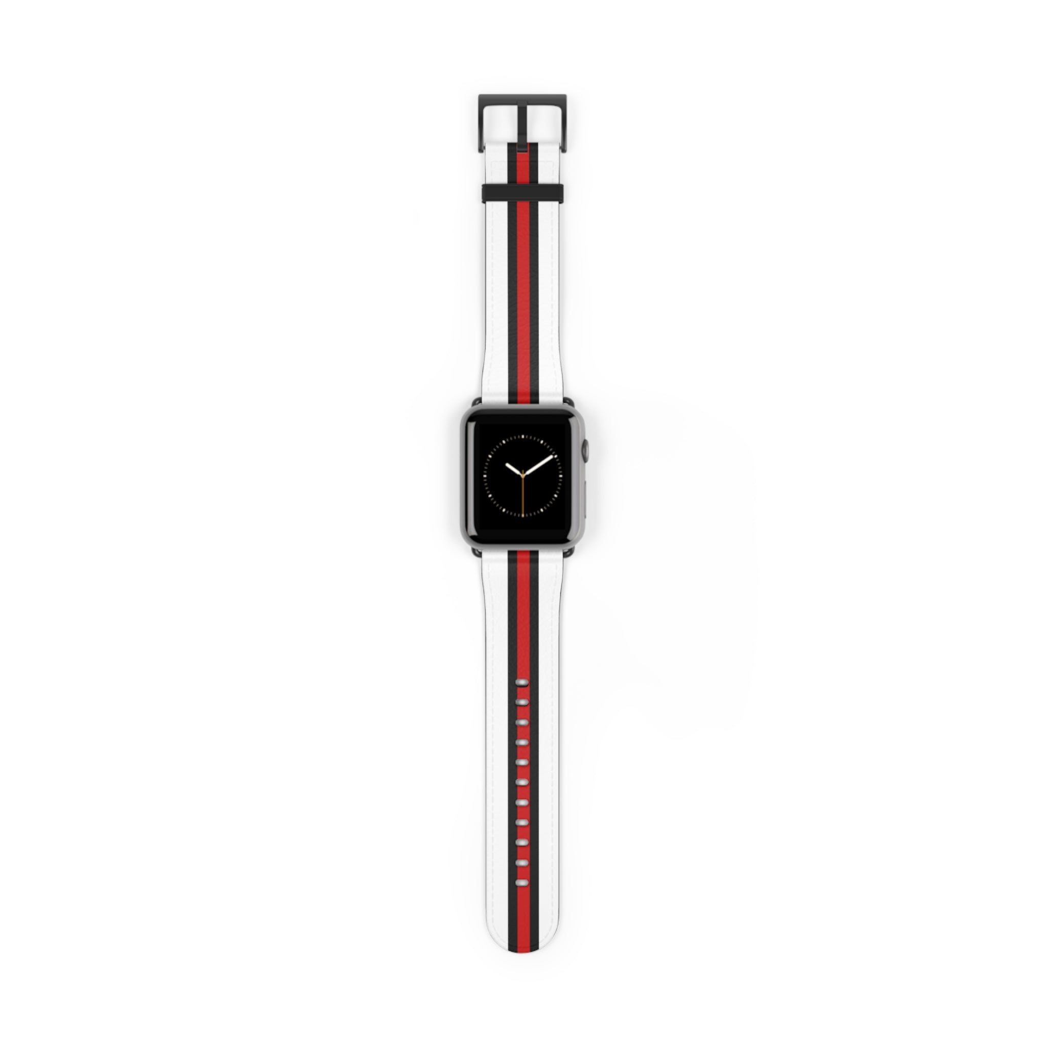 School Spirit Varsity Sports Game Day Football White Black Red Stripes Apple Watch Wrist Band