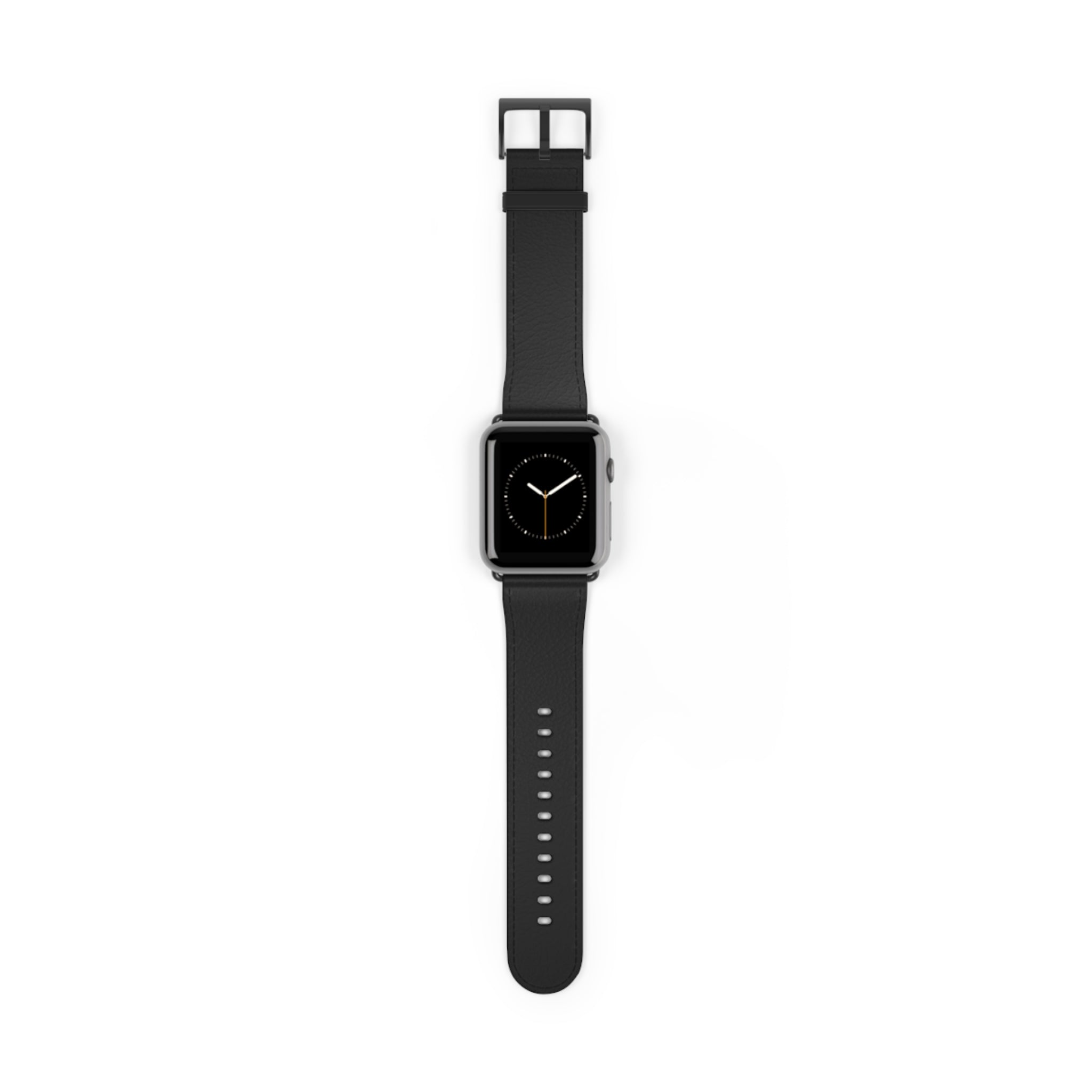 Classic Solid Black Color Faux Leather Apple Watch Wrist Band