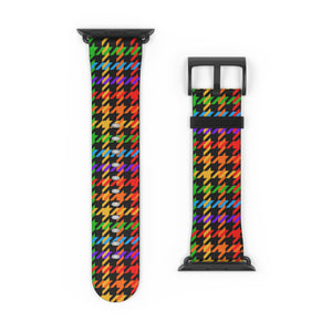 Rainbow Pride Houndstooth Pattern Faux Leather Apple Watch Wristband
