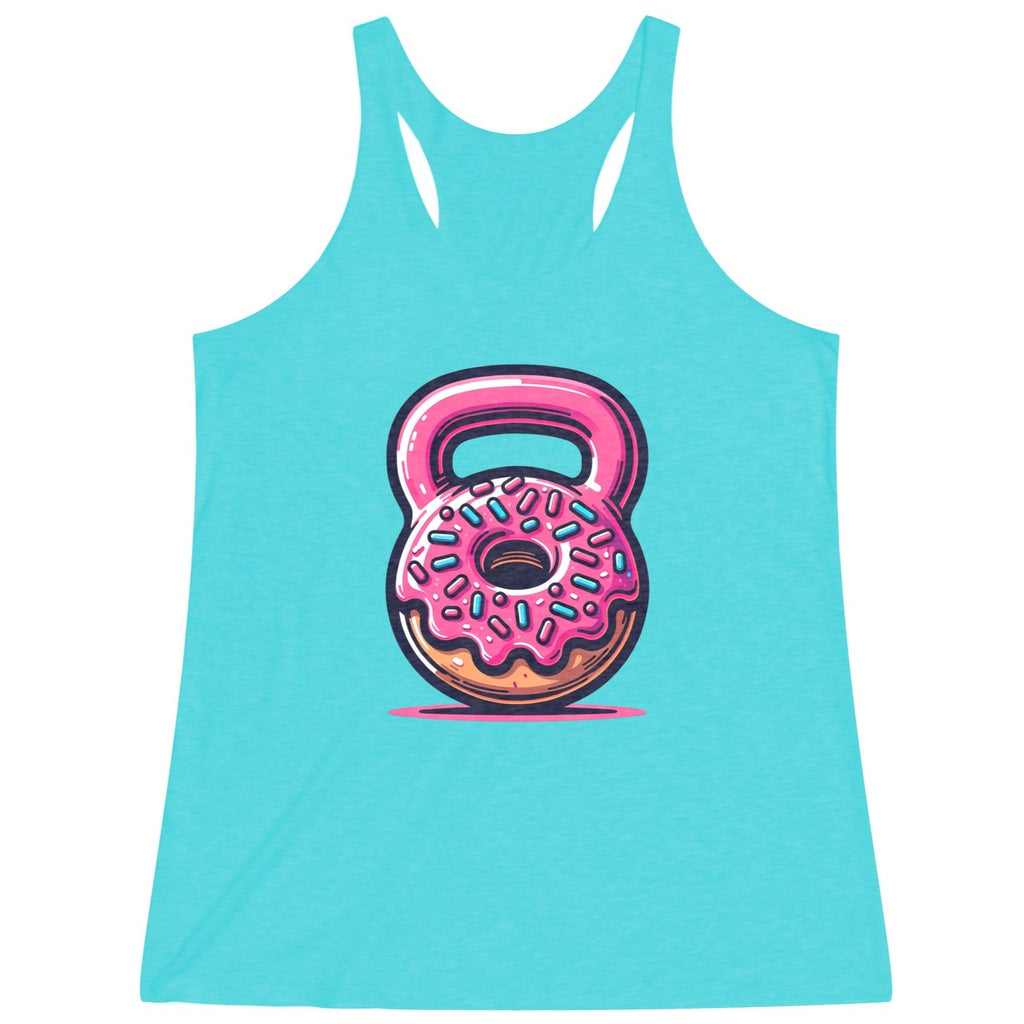 Women's Pink Icing Rainbow Sprinkles Glazed Donut Graphic Tri-Blend Racerback Tank