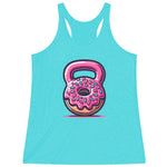 Women's Pink Icing Rainbow Sprinkles Glazed Donut Graphic Tri-Blend Racerback Tank