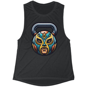 Luchador Mask Kettlebell Scoop Tank Top