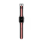 School Spirit Varsity Sports Game Day Football Black Red White Stripes Apple Watch Wrist Band