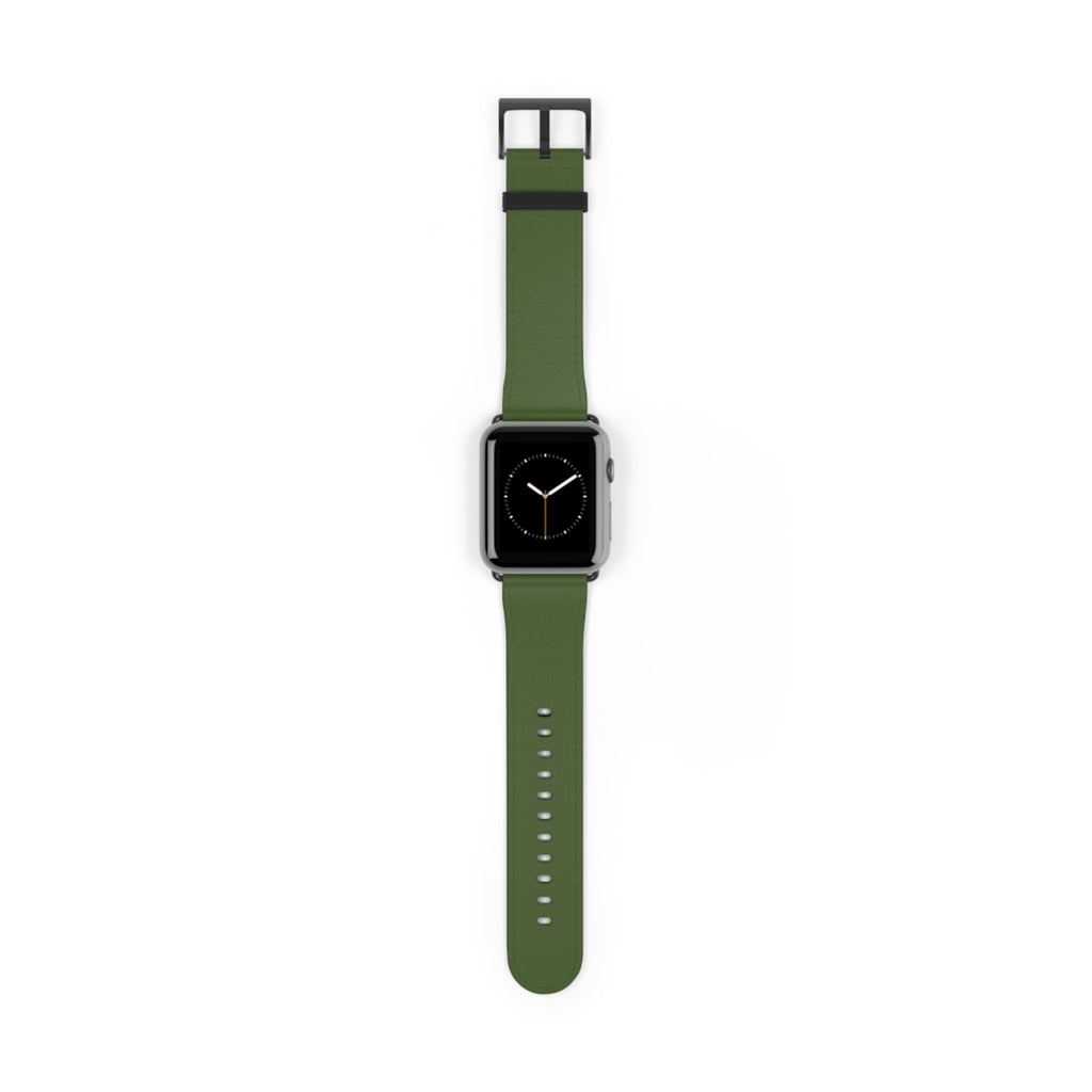 Classic Solid Army Olive Green Faux Leather Apple Watch Wrist Band