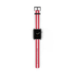 School Spirit Varsity Sports Game Day Football White Scarlets Stripes Apple Watch Wrist Band