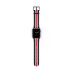 School Spirit Varsity Sports Game Day Football Black White Cardinal Red Stripes Apple Watch Wrist Band