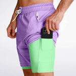 Men's 2-in-1 Lavender Mint Performance Gym Shorts