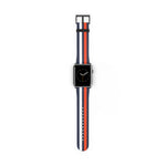 School Spirit Varsity Sports Game Day Football Blue White Red Stripes Apple Watch Wrist Band