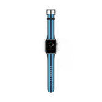 Classic Black Blue Military Omega Nato Stripe Faux Leather Apple Watch Wrist Band