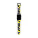 Black Yellow Urban Camouflage Pattern Faux Leather Apple Watch Series Band