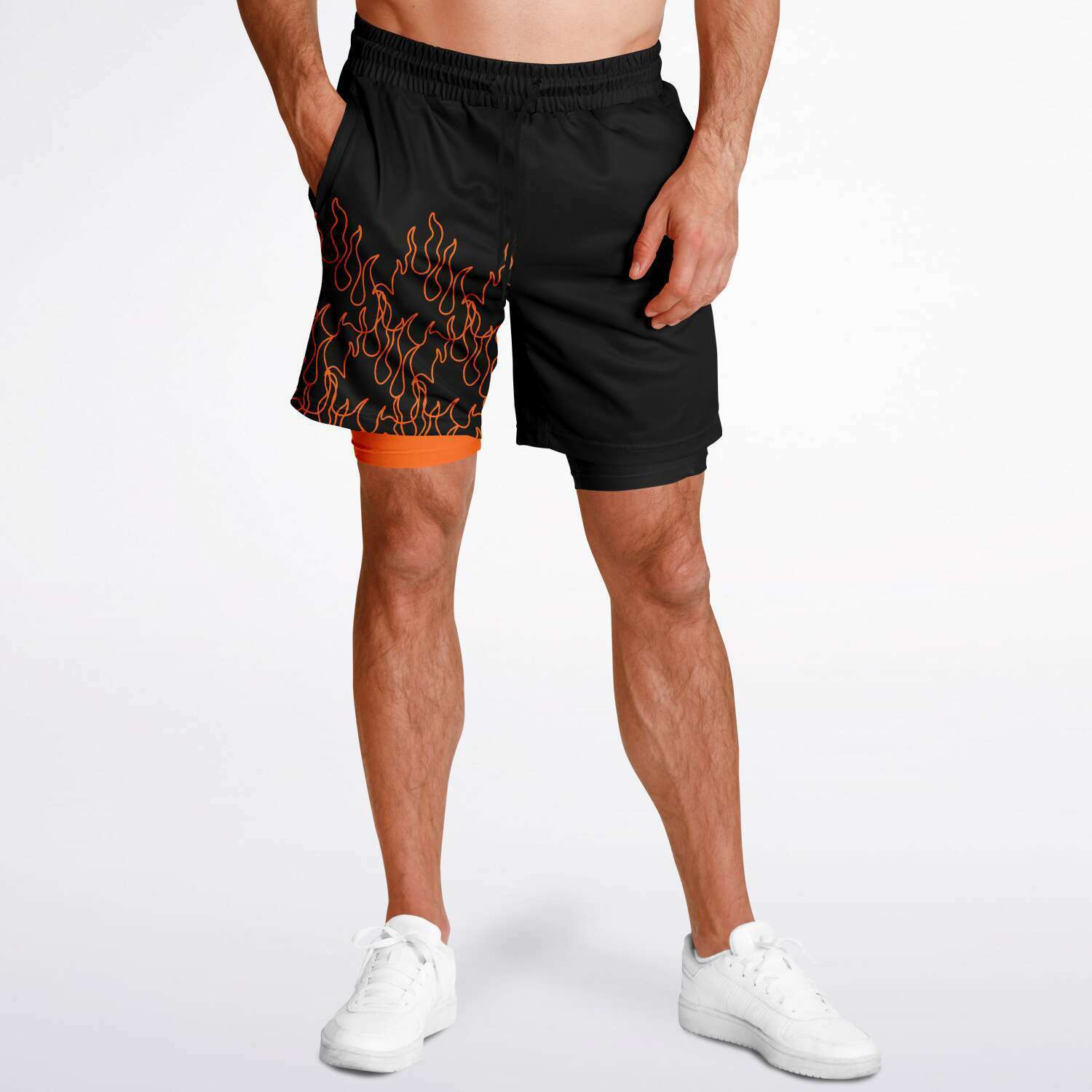 Orange Pinstripe Shorts