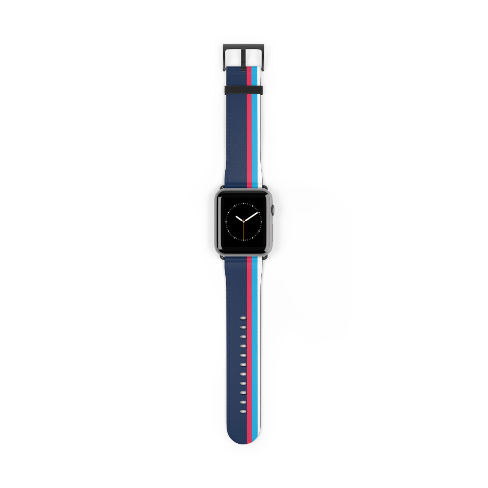 Minimal Blue Red British Luxury Motorsport Racing Supercar NATO Faux Leather Apple Watch Wrist Band