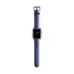 Minimal Blue Red British Luxury Motorsport Racing Supercar NATO Faux Leather Apple Watch Wrist Band