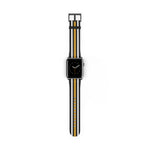 School Spirit Varsity Sports Game Day Football Black White Gold Stripes Apple Watch Wrist Band