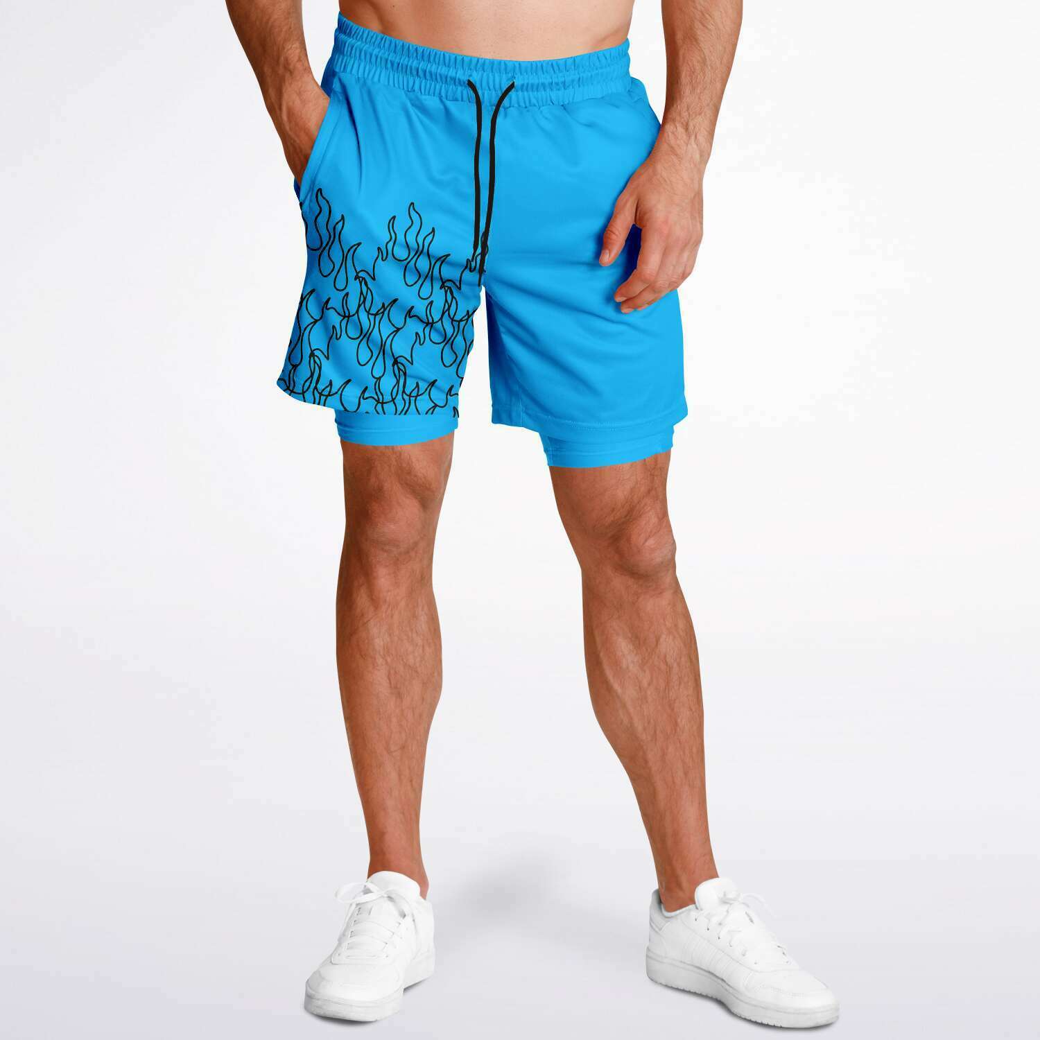 Blue Black Pinstripe Shorts