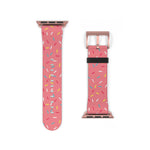 Pink Strawberry Glazed Donut Sprinkles Faux Leather Apple Watch Wristband