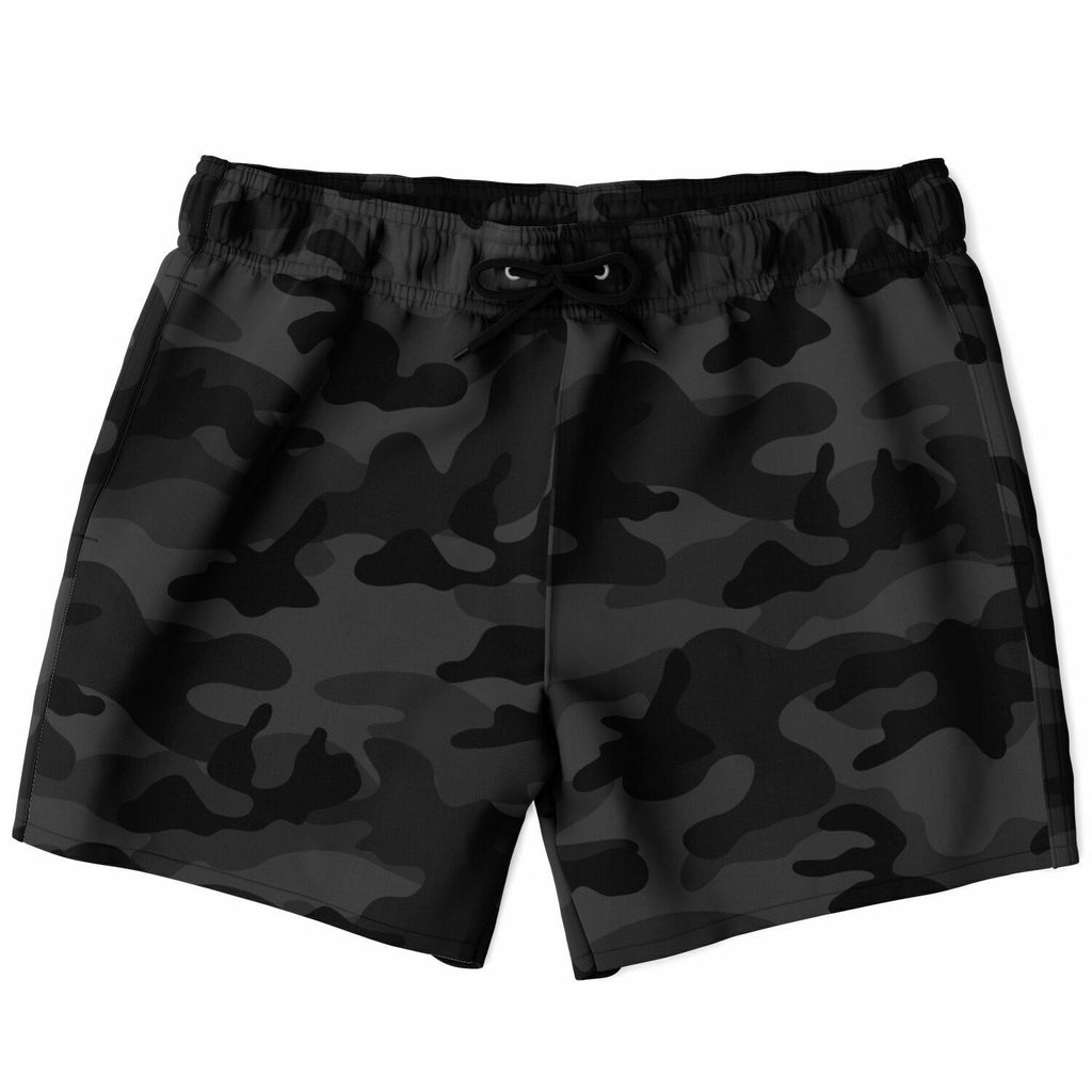 Men's All Black Camouflage Swimsuit Shorts Swim Trunks