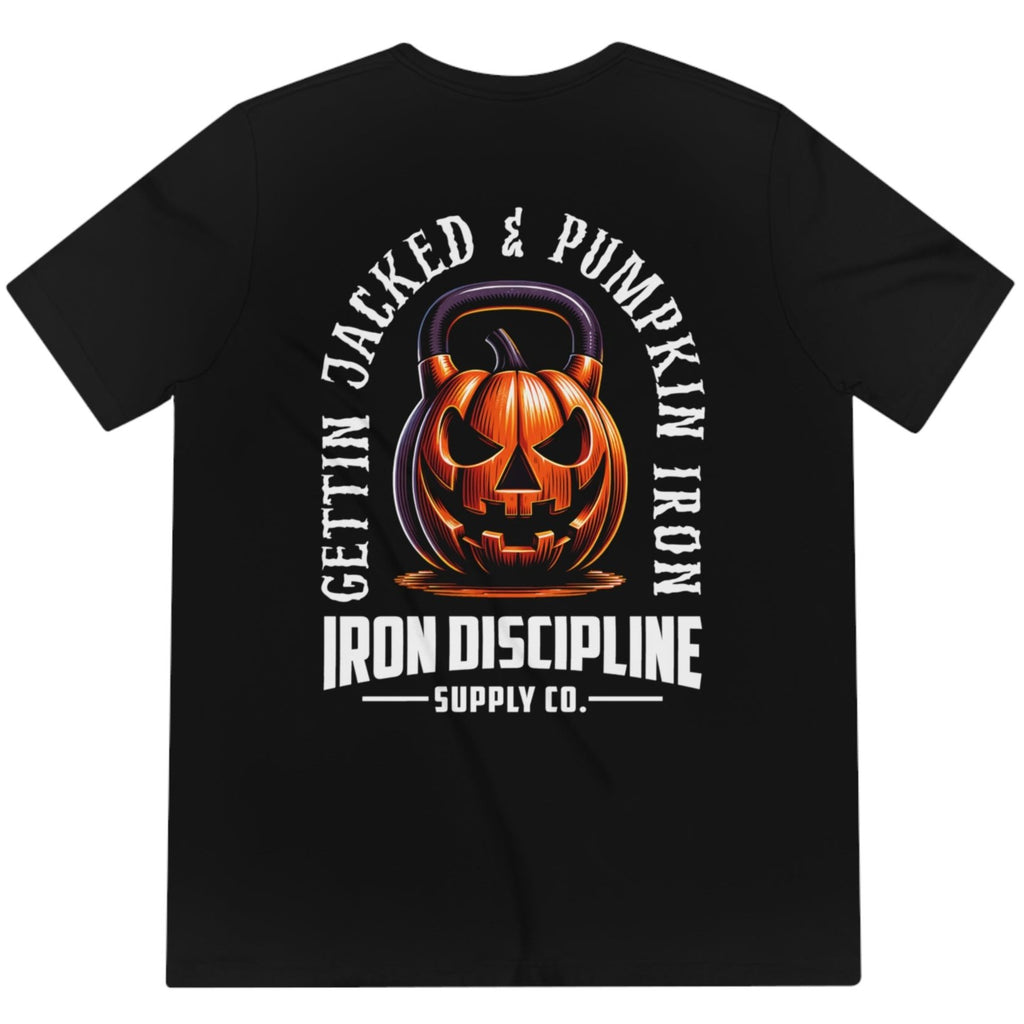 Men's Unisex Gettin Jacked & Pumpkin Iron Kettlebell Triblend T-Shirt