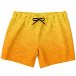 Men's Yellow Orange Faded Gradient Japanese Wave Art Swimsuit Shorts Swim Trunks