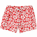 Men's Classic Red Tropical Hawaiian Hibiscus Flowers Swimsuit Shorts Swim Trunks