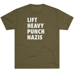 Unisex Lift Heavy Punch Nazis Tri-Blend Crew T-Shirt