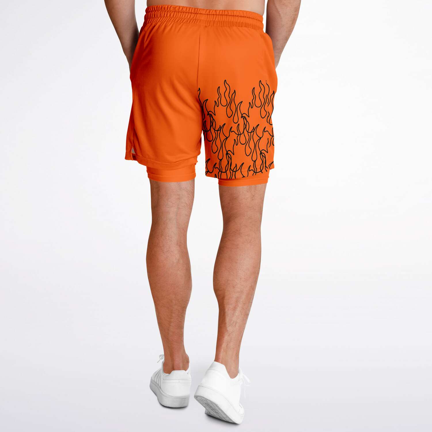 Orange Black Pinstripe Shorts