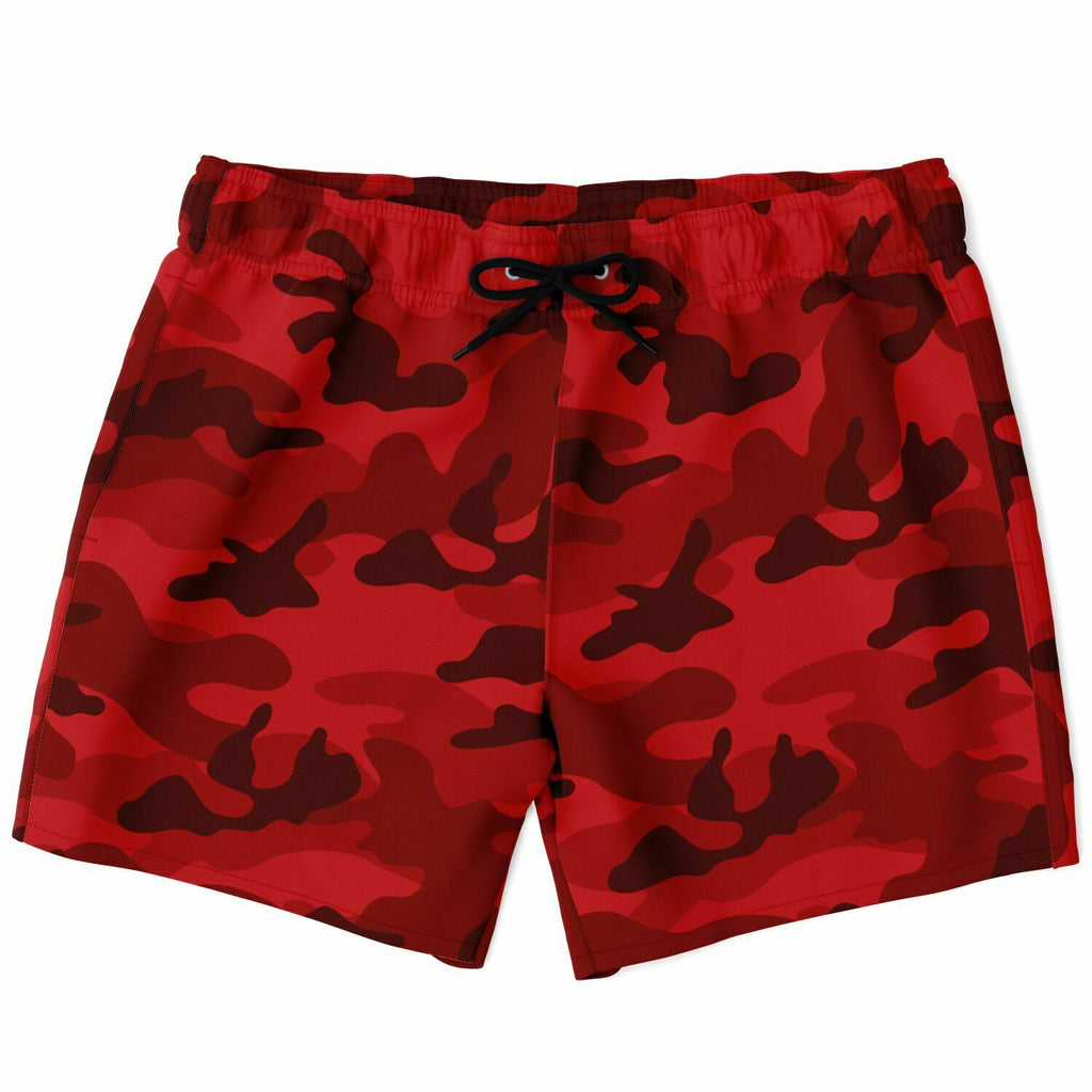Men's All Red Camouflage Swimsuit Shorts Swim Trunks